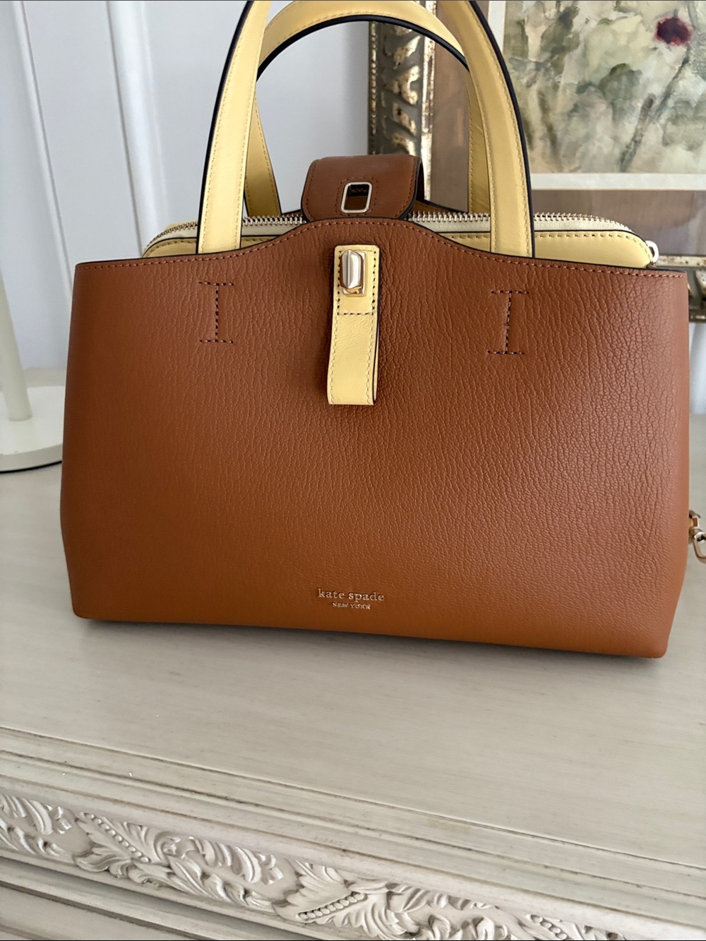 kate spade Two-Tone Tan and Cream Leather Satchel